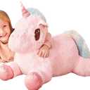 IKASA Large Unicorn Stuffed Animal Plush Toys - Soft Toy Giant Cute Huge Big Size Jumbo Kawaii Fluffy Plushy Unicorn Fat Oversized Plushie - Gifts for Kids Girls Boys (30 inches, Pink)