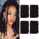 Afro Kinkys Bulk Human Hair for Braiding Mini Twists Braids Locs Dreadlock Extensions Afro Kinky-Curly Human Braiding Hair Bundles For Men Women Kids 10 Inch 4 Bulk 120g 1B Natural Black Easy to Twist