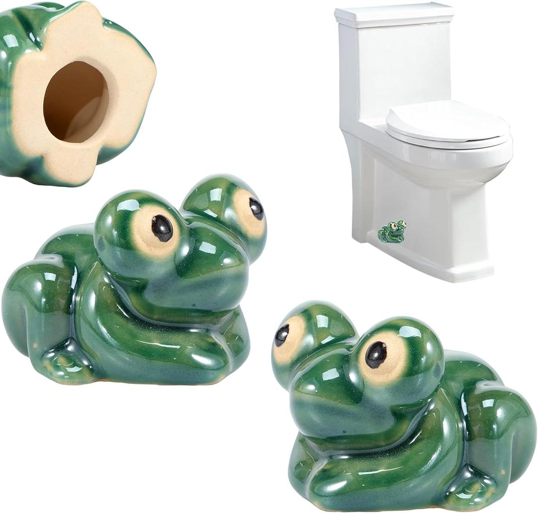 2Pcs Ceramic Toilet Bolt Caps, Fun Frog Toilet Bolt Covers, Ceramic Toilet Bolt Covers, Cute Funny Frog Toilet Bolt Covers Toilet Bolt Decorative Caps Easy Installation for Bathroom Decor Gift