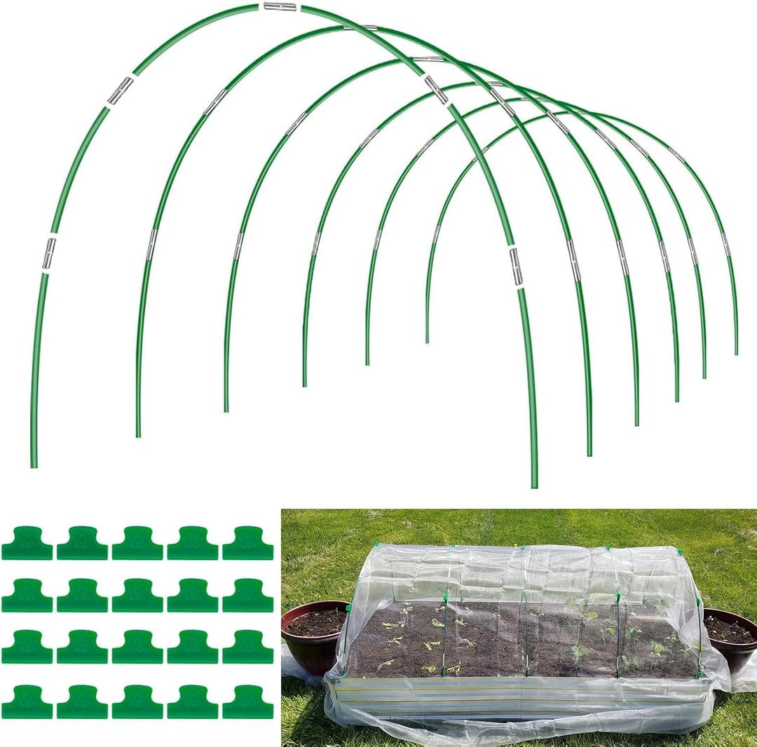 Garden Hoops for Raised Beds, 36pcs Greenhouse Hoops Grow Tunnel, 6 Sets 8ft Rust-Proof Fiberglass Frame for Garden Netting, Row Cover, Shade Cloth, Protecting Outdoor Plants