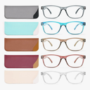 Reading Glasses Blue Light Blocking, Computer Glasses for Women Men, Fashion Square Eyeglasses 5 Pairs 1.00x