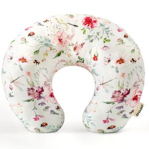 GRSSDER Nursing Pillow Cover, Stretchy Soft Minky Fabric Covers, Fit Most Nursing Support Pillows for Breastfeeding, Comfortable Safe Pillow Cover, Pretty Stylish Pattern (Flowers and Insects)