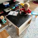 Asweets Kids Table and Chair Set,4 in 1 Toddler Desk with Storage Drawer,Wooden Activity Table for 2 in 1 Detachable Tabletop,Bookshelf,Suitable for Classroom,Home,Nursery,Playroom (Pure White), 24.49 x 24.49 x 18.9 inches