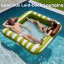 Funscape Large Inflatable Pool Float, Water Floating Hammock Tanning Pool Lounger for Adult, 76" x 67" Sun Bathing Tan Bed, Swimming Water Raft Floatie W/Mesh Mat, Summer Beach Lake Party Gifts Green