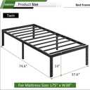 EMODA 14 Inch Twin Bed Frames No Box Spring Needed, Heavy Duty Metal Twin Platform Bed Frame, Noise Free, Easy Assembly, Black