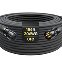 XLR Cables 150ft 1 Pack, Professional Gold-Plated Rean Connectors from Neutrik, Kevlar-Reinforced Nylon Braided Microphone Cable, Mic Cable, Durable Shielded and Balanced XLR Male to Female Cord
