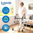 Loyoda Folding Walker with 2 Skis and 5" Wheels, Lightweight Walkers for Seniors and Adults, Supports Up to 350 Pounds, Adjustable Height, Compact Standard Walker, Black