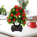 Artificial Potted Strawberry Plant Realistic Faux Bonsai Decoration 9.45In Indoor Tabletop Greenery Home Office Decor 2Pcs