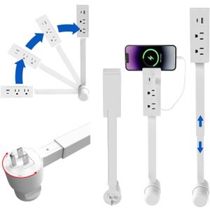 Electrical Outlet Extender Features USB-A, USB-C, and 2 AC Electrical Outlet Extender Stick for Hard to Reach Spaces Extends 22"-27", Rotates 180. Use Behind Couches, Nightstands, Desks, and More