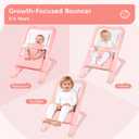 Baby Bouncer for Newborns 0-12 Months: 0-5 Years Portable Infant Girl Bouncer Seat Chair in Pink with Adjustable Recline & 3-Point Harness, Supports Up to 60 lbs