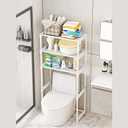 3-Tier Metal Toilet Shelf, Freestanding Space-Saving Toilet Storage Rack, Tall Bathroom Shelf, Suitable for Most Toilets, Suitable for Bathrooms, Laundry Rooms, White (Carbon Steel)
