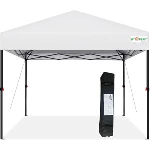 BTEXPERT 10x10ft 1-Person Setup Instant Pop Up Canopy Tent, One Touch Portable Commercial Shelter Outdoor Gazebo 1-Button Push Carrying Wheeled Bag for Home Party Deck Beach Wedding Camping Backyard (White)