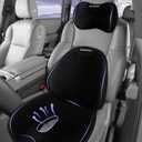 Car Seat Cushion and Lumbar Support Headrest Pillow Mesh Cover Memory Foam Ergonomic Car Cushion Back Neck Support Pillow Sciatica & Back & Tailbone Pain Relief Pillow Black