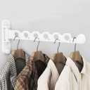 Wall Mounted Clothes Hanger Rack Foldable Drying Rack Hook Folding Indoor for Laundry Room Organization Bedroom Collapsible Racks Perfect for Small Spaces, 6 Hole White 1 Packs