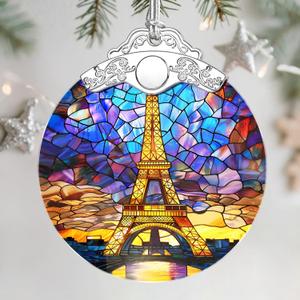 Christmas Ornaments: Stained Glass Ornament, Christmas Tree Ornament, Hanging Ornaments for Home Decor & Xmas Tree Decorations  Exquisite Holiday Decor, Gifts & Holiday Present - Eiffel Tower