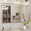 LOAAO 55X30 Gold Bathroom Mirror, Rounded Rectangle Gold Frame Mirror, Brushed Gold Bathroom Vanity Mirror Wall-Mounted, Anti-Rust, Tempered Glass, Hangs Horizontally or Vertically