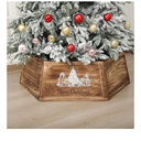 40" Wood Christmas Tree Collar, XL Hexagon Xmas Bottom Cover, Rustic Vintage Skirt for 7.5-11 ft Christmas Tree, Wooden Xmas Oversized Holiday Decor for Home Festive Party(Brown,Cute)