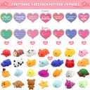 28 Pack Valentines Day Gifts for Kids, Mochi Squishies Party Favor Set with Valentines Greeting Cards and Filled Hearts, Valentine's Day School Prize Party Favor, Classroom Exchange Gift Set