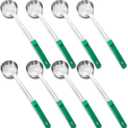 Teenyyou 8 Pcs Portion Control Serving Spoons Portion Scoops Cups Solid and Slotted Stainless Steel Ladle Spoon for Food, Serving Utensils Set for Parties (Green, 4oz)