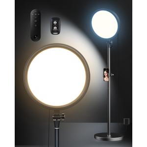 Aureday 12 Ring Light with Stand and Phone Holder, 79 Tall LED Circle Light with Weighted Base & Remote, Dimmable Floor Lamp for Video Recording, Barber, Live Stream, Makeup, Photography