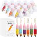 Poen 12 Sets Employee Appreciation Gifts Crochet Knitted Pencils Thank You Greeting Card Set 6 Colors Pencil Sign with Drawstring Organza Bags for Coworker Office End of Year Teacher Gifts Option
