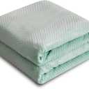 Fleece Throw Blanket for Couch and Bed, 50x60 Inches Soft Cozy 3D Decorative Jacquard Flannel Blankets, Lightweight Fuzzy Warm Throws for Sofa, All Seasons,Sage Green - Wave