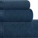 GLAMBURG Ultra Soft 3 Pack Cotton Towel Set, Contains a Bath Towel 28x55 inch, a Hand Towel 16x24 inch & a Wash Coth 12x12 inch, Ideal Everyday use, Compact & Lightweight - Mineral Blue