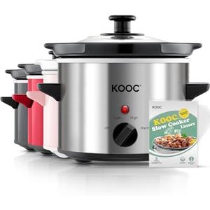KOOC Small Slow Cooker, 2 Quart, Free Liners Included for Easy Clean-up, Upgraded Ceramic Crock, Adjustable Temp, Nutrient Loss Reduction, Stainless Steel, Silver, Round KOOC Small Slow Cooker, 2 Quart, Free Liners Included for Easy Clean-up, Upgraded Ceramic Crock, Adjustable Temp, Nutrient Loss Reduction, Stainless Steel, Silver, Round