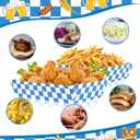 50PCS 3lb Oktoberfest Paper Food Trays  Heavy-Duty Disposable Serving Basket Trays for Oktoberfest Decorations, Party Supplies, German Theme Birthday Party Favors & Plates