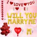 Will You Marry Me Balloons - 545 Pcs Gold Letter Heart Foil Balloons Banner Rose Petals Hanging Streamer Garland Valentines Day Decorations For Engagements Wedding Proposals Romantic Special Night