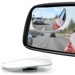 LivTee XLarge Blind Spot Mirror, Rounded Rectangle HD Glass Frameless Convex Rear View Mirrors Exterior Accessories with Wide Angle Adjustable Stick for Car SUV and Trucks, Pack of 2