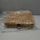 Decorative Box with Lid, Wicker Storage Basket, Water Hyacinth Woven Decorative box for Shelf, Coffee Table, Console Table, Home Decor (Large)