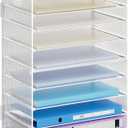 Marbrasse Paper Organizer Letter Tray, 9 Tier Mesh File Organizer with Handle, Paper Sorter Desk Organizer for Home Office Supplies - White