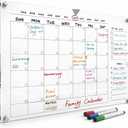 Large 28x20 Acrylic Wall Calendar Clear Dry Erase Monthly Planner for Wall Family Command Center for Home, Office & Kitchen Reusable Acrylic Calendar with Markers & Accessories