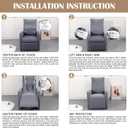 SearchI Recliner Chair Cover Jacquard Chair Covers 4 Piece, Small Recliners Sofa Slipcover for Home Theater Seating with Elastic Bottom, Recliner Protector with Pocket for Recliner, Light Gray