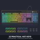 MARVO Large Print Backlit Keyboard, WK712 Wired Computer Keyboards with 7 Colors & 11 Modes Backlight, Tablet Phone Holder and Quiet Light Up Keys, Full-Size Gaming Keyboard for Windows, Mac