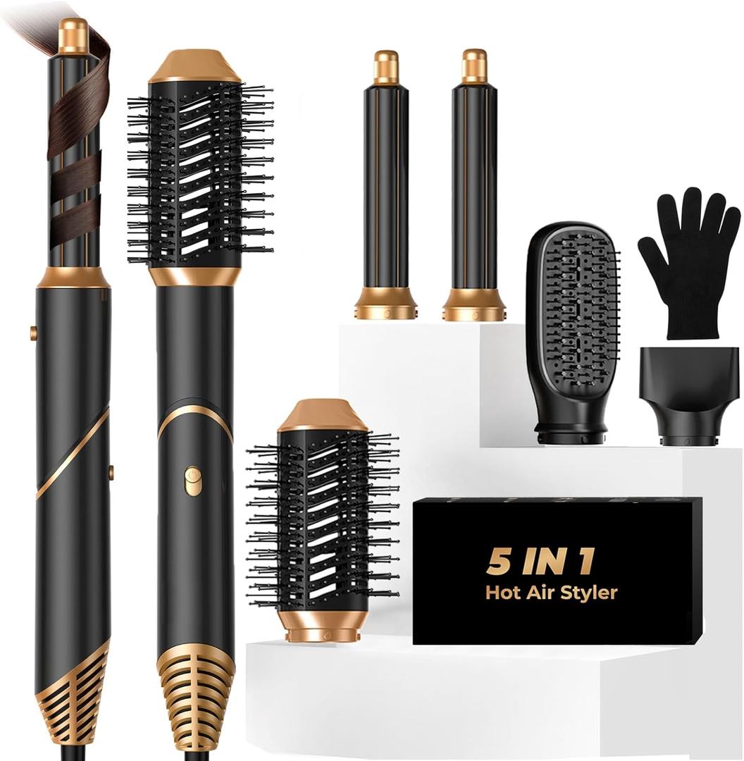 Blow Dryer Brush 5 in 1,Negative Ionic Magic Hair Styler,Hair Dryer Brush with Detachable Air Styler,Hot Air Brush for Women Volumizer,Straightener,Drying