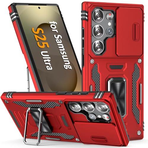 SEFING Case for Samsung Galaxy S25 Ultra Phone Case with Camera Cover, with Ring Holder Kickstand, with Magnet Car Mount Function, for Samsung Galaxy S 25 Ultra (Red)