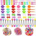 WILLBOND 1184 Pcs Hair Barrettes for Girls, Kids Barrettes Accessories Self Hinge Elastic Hair Ties Bands Assorted Ponytail Holders Cartoon Design Baby Clip Multicolor Rubber Band for Toddler