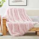 DREAMNINE Decorative Oversized 850GSM Plush Fluffy Feather Faux Fur Throw Blanket 60" x 71",Soft Long Shaggy Fuzzy Blankets, Double Sided Warm Elegant Furry Blanket for Valentine Gift, Twin Size, Pink