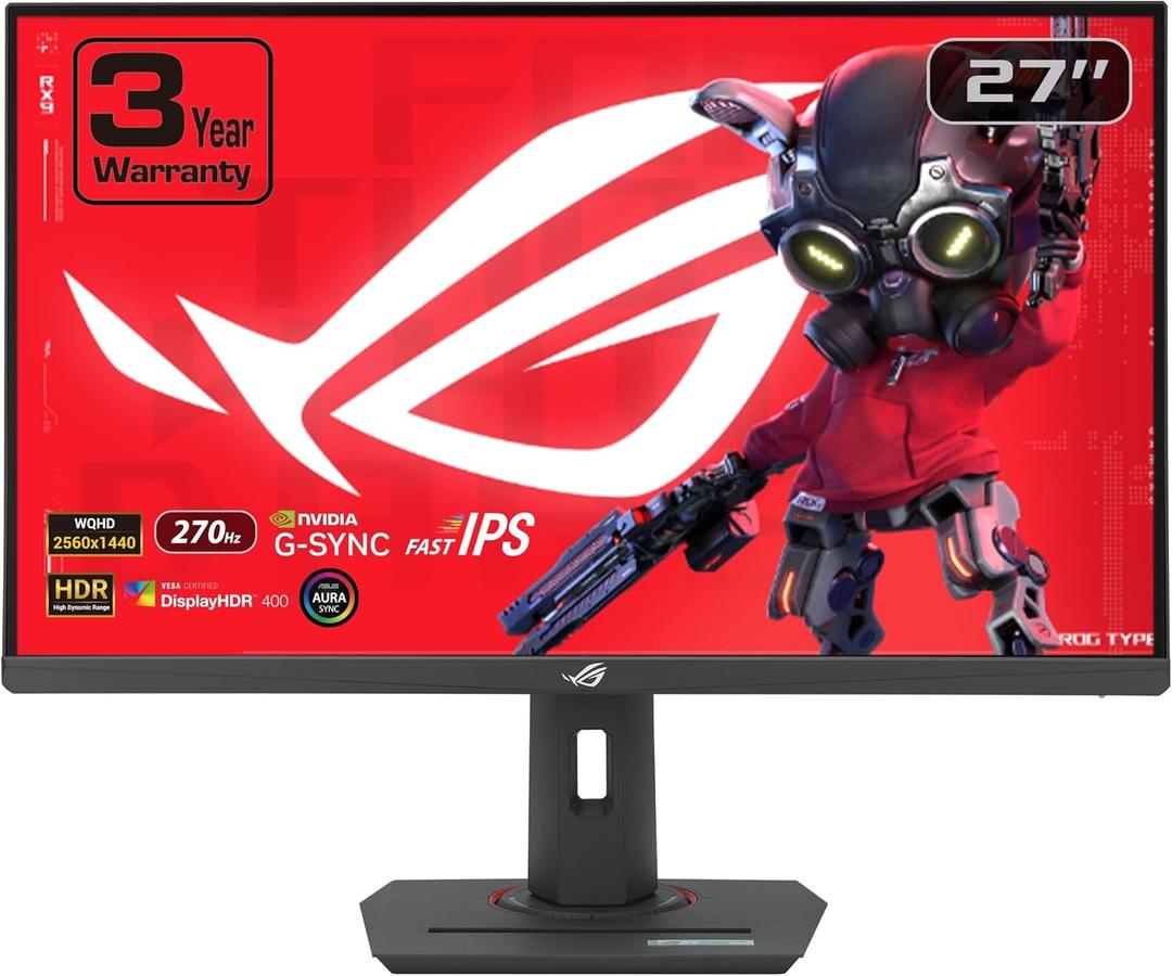 ASUS ROG Strix 27 1440P USB-C HDR Gaming Monitor (XG27ACMG) - QHD (2560x1440), 270Hz, 1ms, Fast IPS, Extreme Low Motion Blur Sync, G-SYNC Compatible, DisplayWidget, Tripod Socket