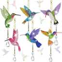 JeCuiK 6 Pcs Diamond Painting Wind Chimes Rhinestone Hummingbird Diamond Art Suncatcher Double Sided 5D DIY Diamond Painting Kits for Adults Christmas Ornament Best Gifts for Mom