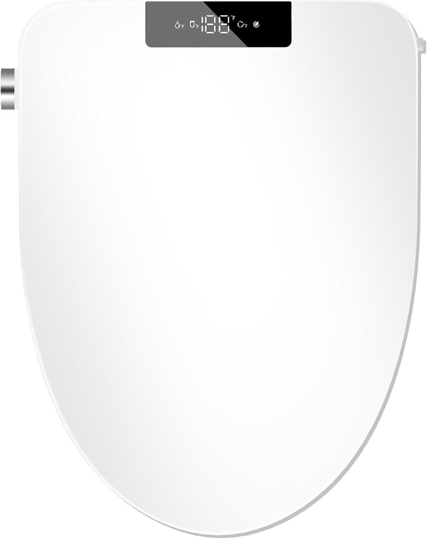 Bidet Toilet Seat with Instant Warm Water Wash, Electric Heated Toilet Seat with Soft Closed Lid,Multiple Cleaning Modes,Warm Air Dryer,Soft Closed Lid, Saved User Settings,Easy Installation (White)