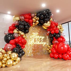 ADOINBY Red and Black Gold Balloons Arch Kit, 56Pcs Different Sizes inch Red Black Gold Balloon and Confetti Party Balloon Garland Kit for Birthday, Wedding, Graduation, Anniversary, Prom Decorations