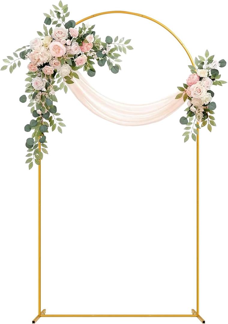 Tamodan 7.2 ft Arch Backdrop Stand, Gold Metal Wedding Arch Stand for Ceremony, Birthday Party, Bridal Baby Shower, Arch Stand for Floral, Balloon, Photo Booth Decorations