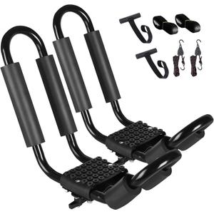 FORWODE Heavy Duty Kayak Roof Rack, 1 Pair J-Bar Kayak Rack with 2 Ratchet Tie, 2 S-Hook Ratchet Straps, 2 Anchor Belts for Kayak Canoe Boat Surf Ski on SUV Car Truck Crossbar FORWODE Heavy Duty Kayak Roof Rack, 1 Pair J-Bar Kayak Rack with 2 Ratchet Tie, 2 S-Hook Ratchet Straps, 2 Anchor Belts for Kayak Canoe Boat Surf Ski on SUV Car Truck Crossbar