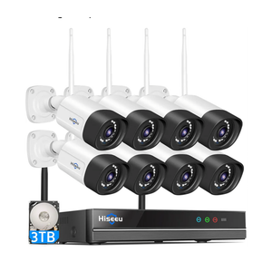 Hiseeu Wireless Security Camera System Outdoor, 5MP WiFi Camera for Home, 16CH WiFi-Pro 8 Cam-Kit, 2-Way Audio, Color Night Vision, IP66 Waterproof, 3TB Storage, 24/7 Recording, No Monthly Fe
