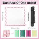 32.4in Scalloped Mahjong MatAnti Slip Noise Reduction Mahjong Accessoriemahjong Table MatMajiong Mat For TravelComes With 4 Dice And 1 Mahjong Mat Storage Bag,4 Mahjong Shuffle Cards (Pink)
