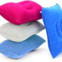 4Pack Ultralight A4 Size Inflatable Travel Pillow, Small Squared Flocked Fabric Air Pillow for Traveling, Holiday Trip, Hiking, Camping, Napping, Neck Lumbar Support(Gray, Sky Blue, Red, Deep Blue)