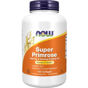 NOW Foods Supplements, Super Primrose 1300 mg with Naturally Occurring GLA (Gamma-Linolenic Acid), 120 Softgels, Best By: 09/28